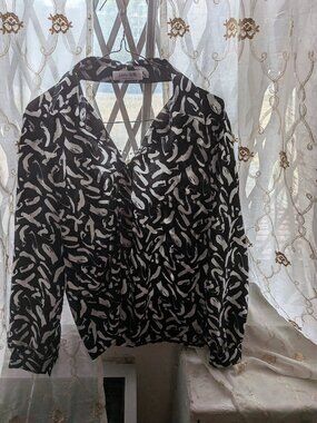 Lady Classic Fashion Abstract Brushstroke Blouse